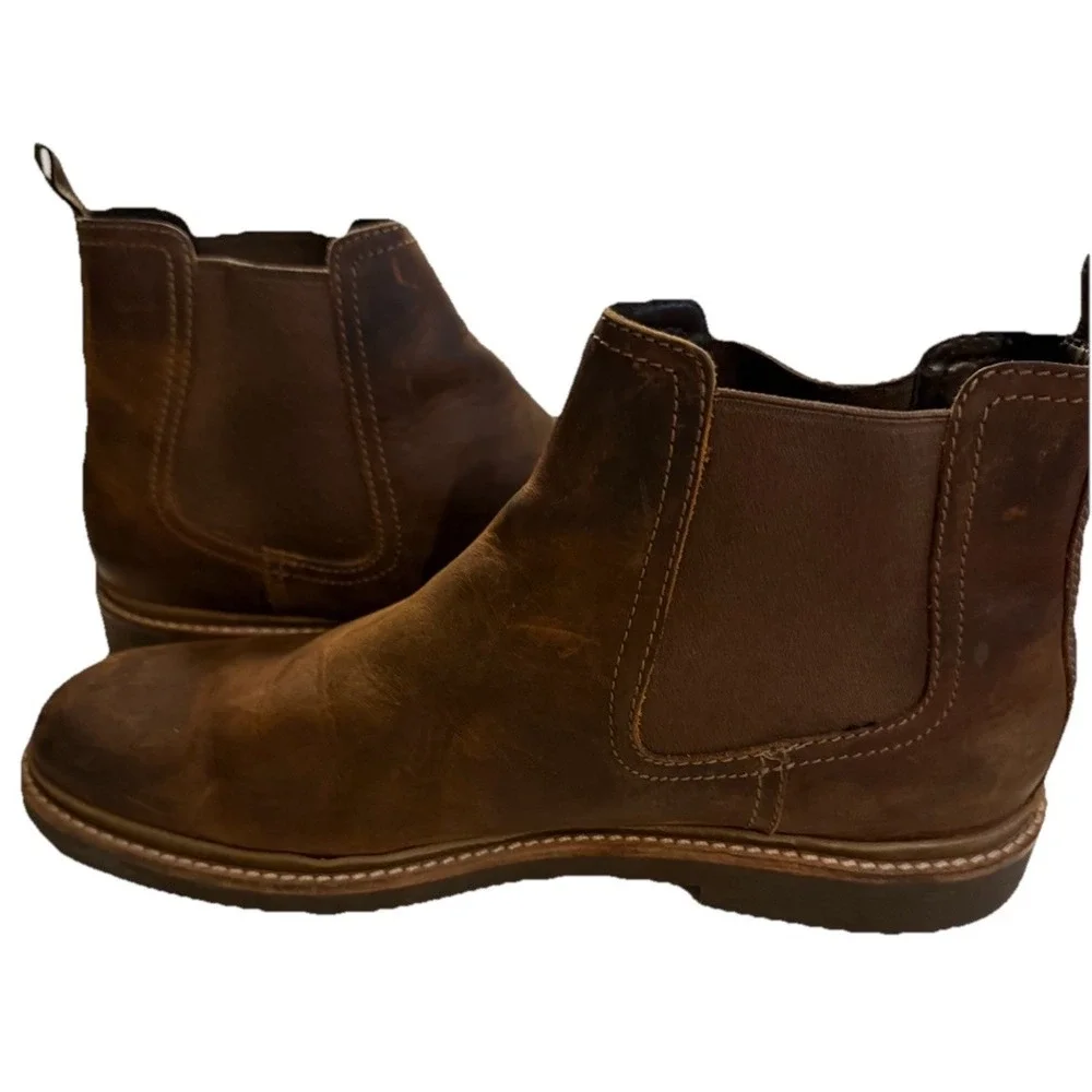 Clarks Chelsea‎ Boots Leather Mens 12M Brown Cognac Ankle Slip On Chukka  15770